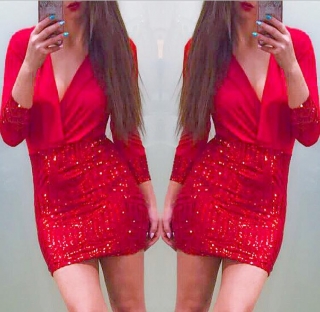 Flitrové šaty červené